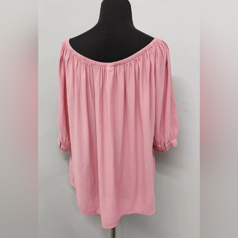 GAP Women's Dusty Pink Drapey Off-Shoulder Elbow Sleeves Peasant Blouse Top- XL - Picture 5 of 15